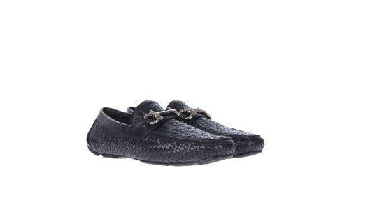 Salvatore Ferragamo Parigi 6 Braided Calfskin Gancini Driver Black - Obeezi