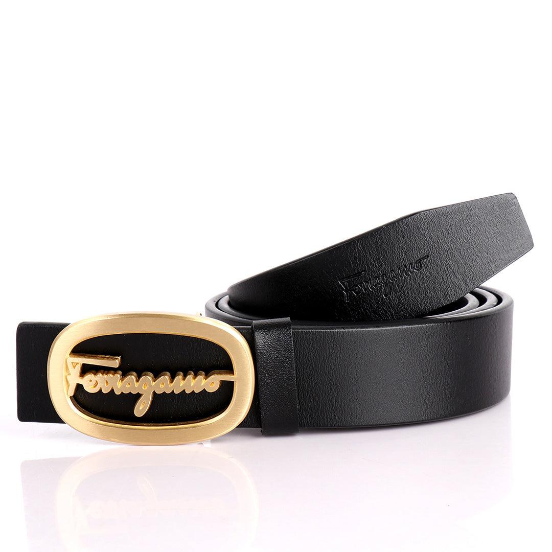 Salvatore Ferragamo Signature Logo Men's Belt -Black - Obeezi.com