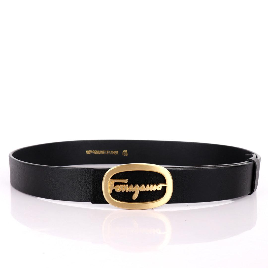 Salvatore Ferragamo Signature Logo Men's Belt -Black - Obeezi.com