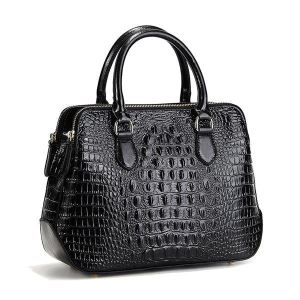 Serpentine Genuine Black Leather Women Handbag Fashion Style Tote Bag - Obeezi.com