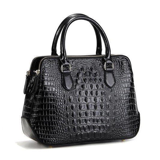 Serpentine Genuine Black Leather Women Handbag Fashion Style Tote Bag - Obeezi.com