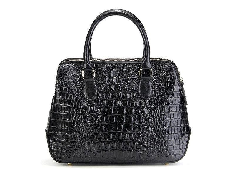 Serpentine Genuine Black Leather Women Handbag Fashion Style Tote Bag - Obeezi.com