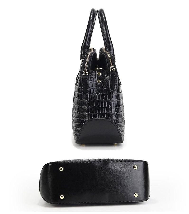 Serpentine Genuine Black Leather Women Handbag Fashion Style Tote Bag - Obeezi.com