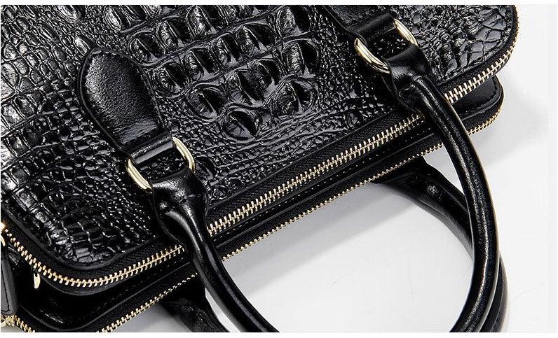 Serpentine Genuine Black Leather Women Handbag Fashion Style Tote Bag - Obeezi.com