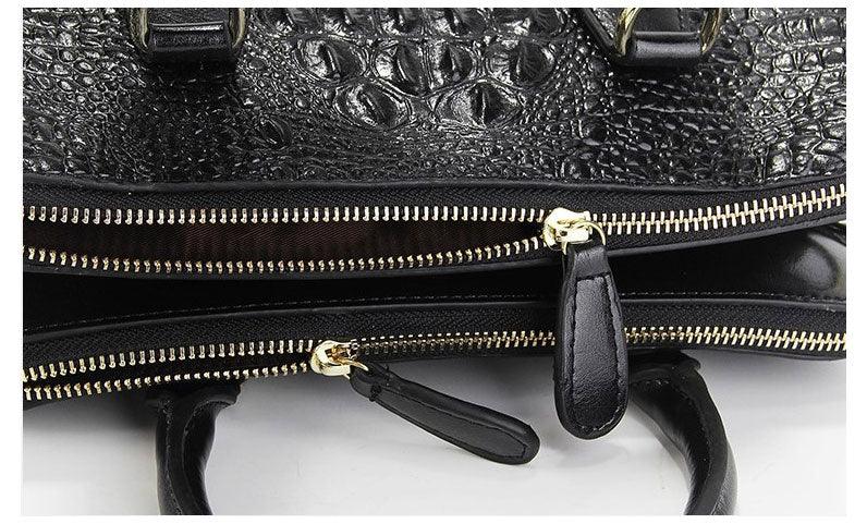 Serpentine Genuine Black Leather Women Handbag Fashion Style Tote Bag - Obeezi.com