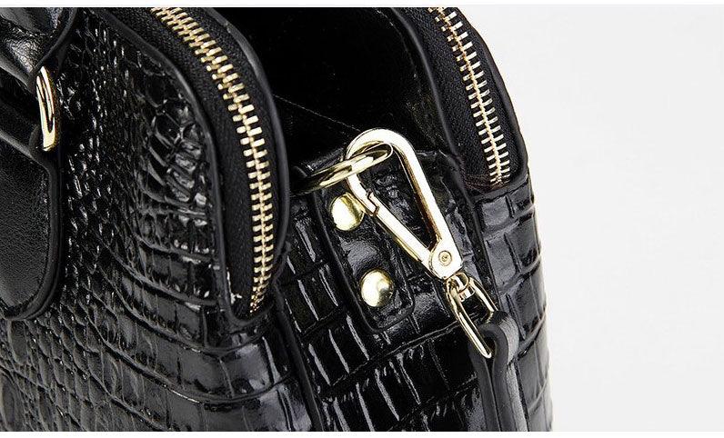 Serpentine Genuine Black Leather Women Handbag Fashion Style Tote Bag - Obeezi.com