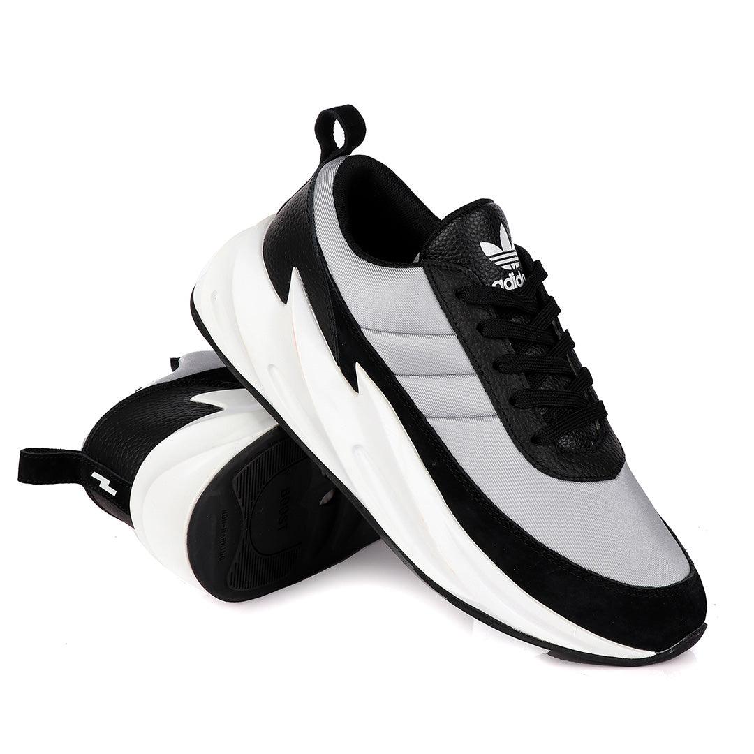 Sharks Styled Men's Fashion Black Grey Sneakers - Obeezi