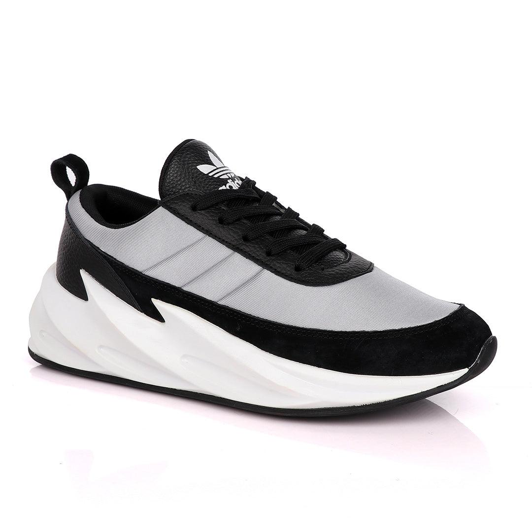 Sharks Styled Men's Fashion Black Grey Sneakers - Obeezi