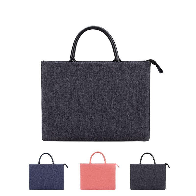 Shockproof Soft Handle Zipper Laptop Bag- Black - Obeezi.com