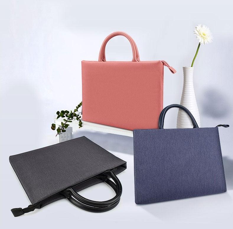 Shockproof Soft Handle Zipper Laptop Bag- Black - Obeezi.com