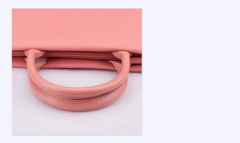 Shockproof Soft Handle Zipper Laptop Bag- Pink - Obeezi.com