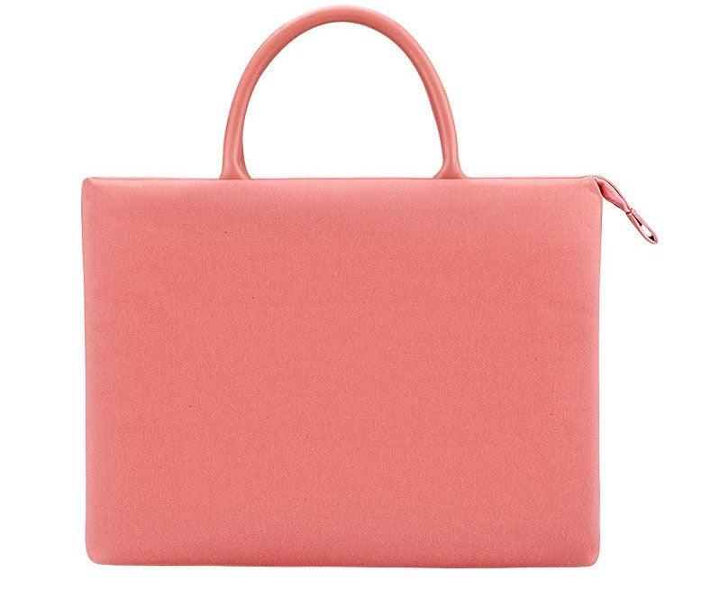 Shockproof Soft Handle Zipper Laptop Bag- Pink - Obeezi.com