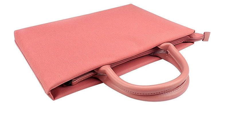 Shockproof Soft Handle Zipper Laptop Bag- Pink - Obeezi.com
