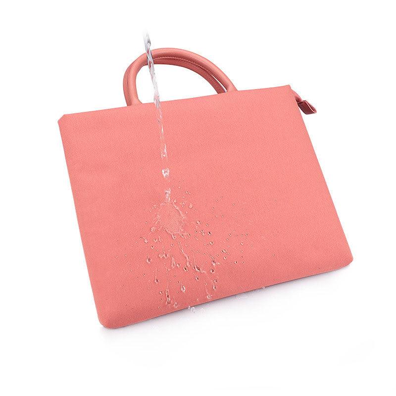 Shockproof Soft Handle Zipper Laptop Bag- Pink - Obeezi.com