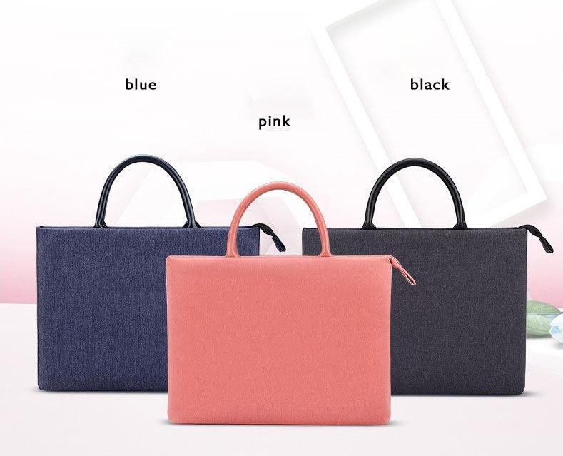 Shockproof Soft Handle Zipper Laptop Bag- Pink - Obeezi.com