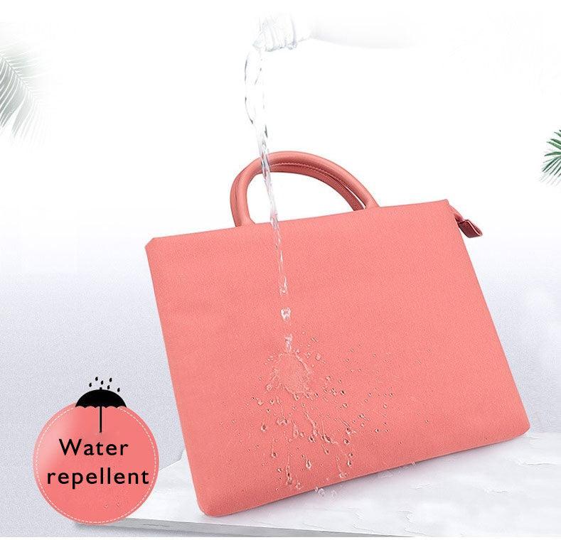 Shockproof Soft Handle Zipper Laptop Bag- Pink - Obeezi.com