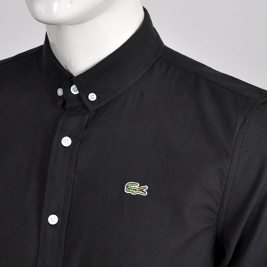 Side Logo Button Down Shirt - Black - Obeezi.com