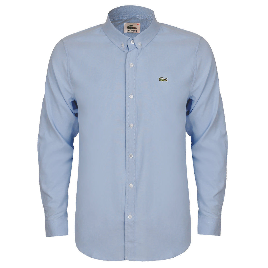 Side Logo Button Down Shirt- Blue - Obeezi.com