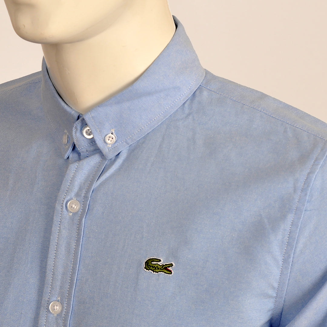 Side Logo Button Down Shirt- Blue - Obeezi.com