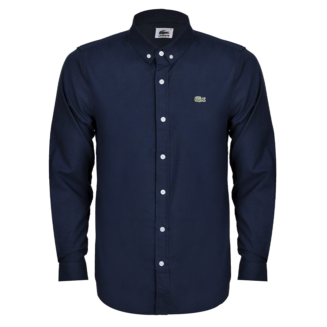 Side Logo Button Down Shirt - Navy Blue - Obeezi.com