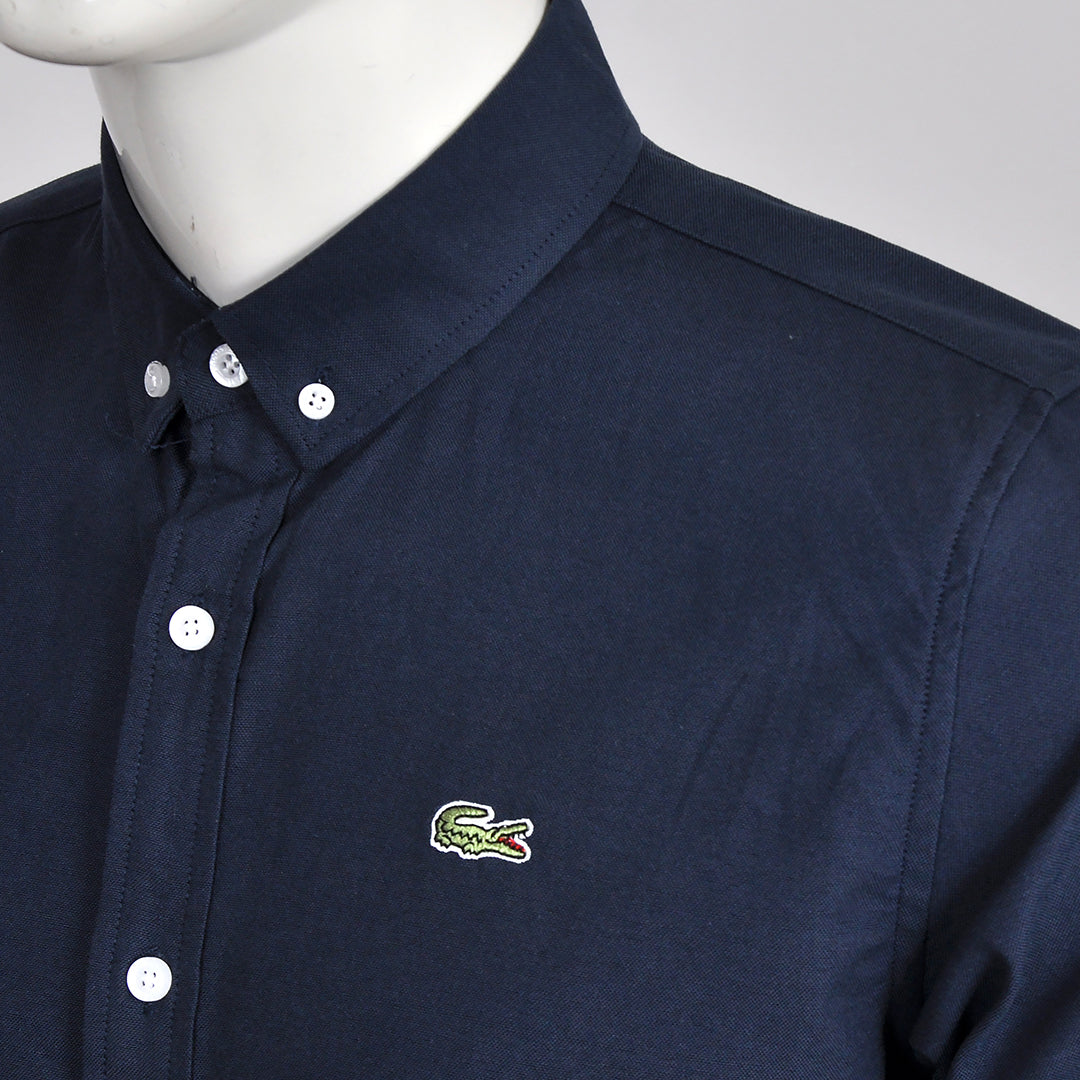 Side Logo Button Down Shirt - Navy Blue - Obeezi.com