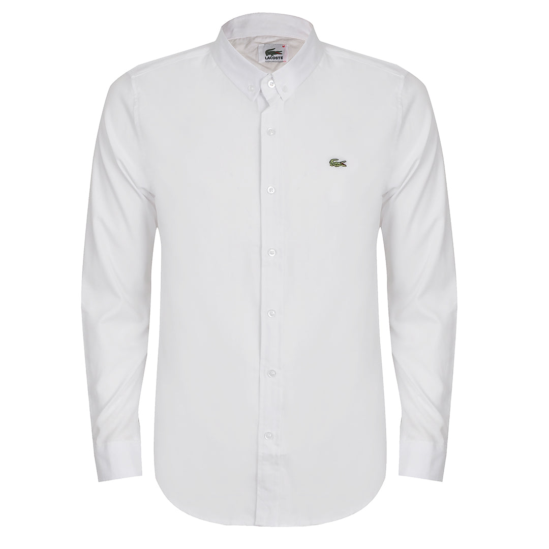 Side Logo Button Down Shirt- White - Obeezi.com