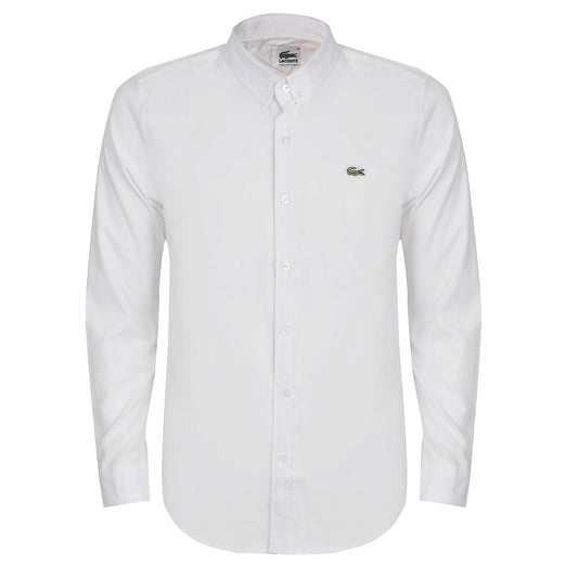 Side Logo Button Down Shirt- White - Obeezi.com