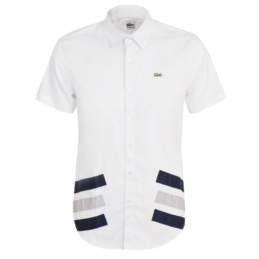 Side Logo Front Bold Strip Shirt- White - Obeezi.com