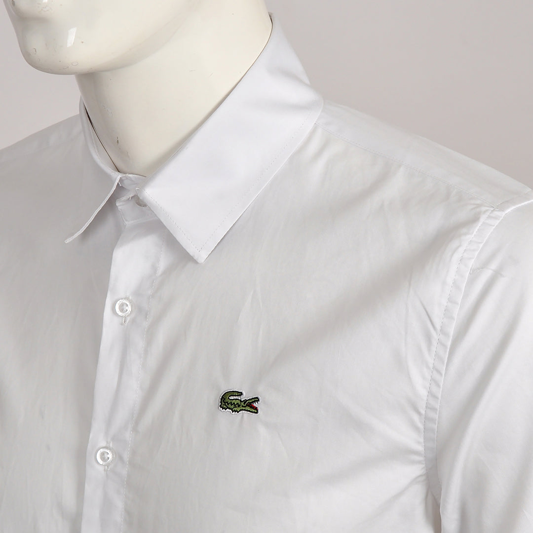 Side Logo Front Bold Strip Shirt- White - Obeezi.com