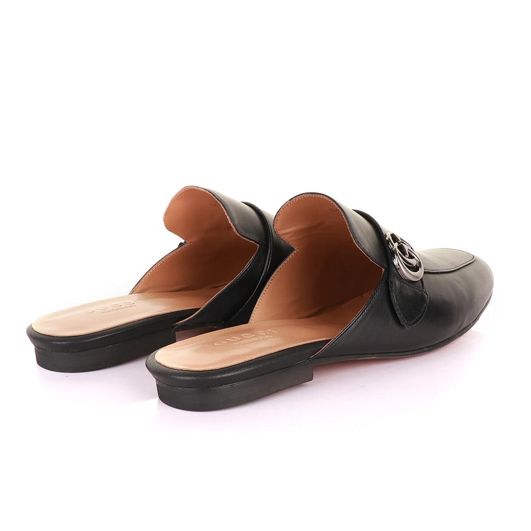 Silver Logo Black Mole Half Leather Shoe - Obeezi