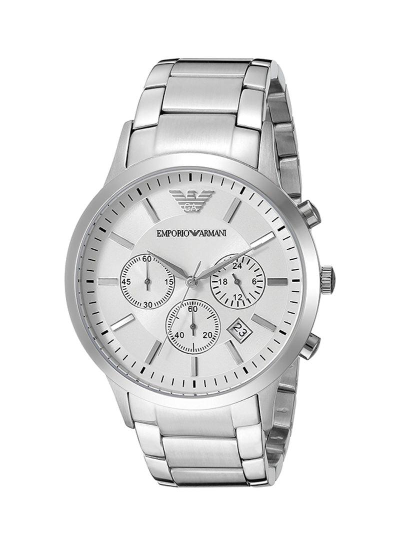 Silver Men's Chronograph Steel Watch - Obeezi.com