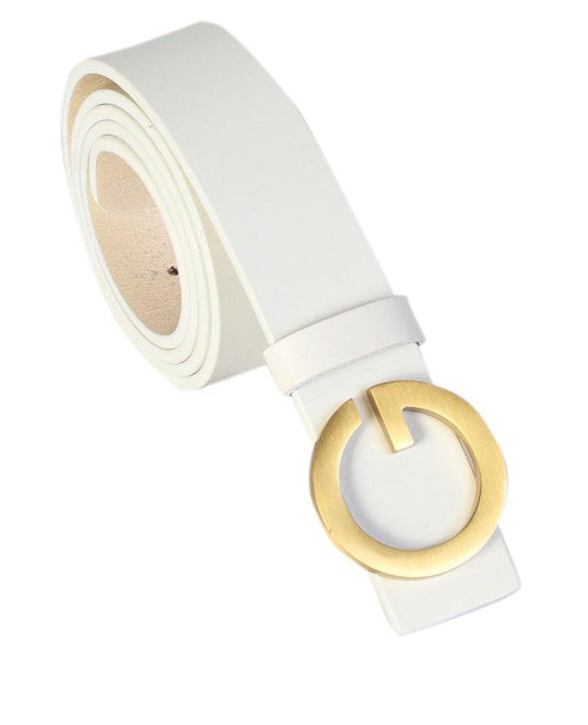 single G Buckle Belt- White - Obeezi.com