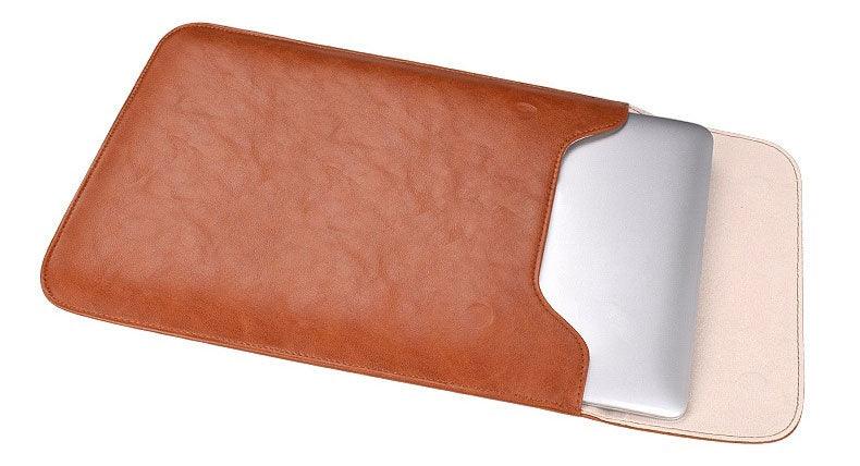 Sleek 2 In 1 Men's Slim Laptop Sleeve- Brown - Obeezi.com