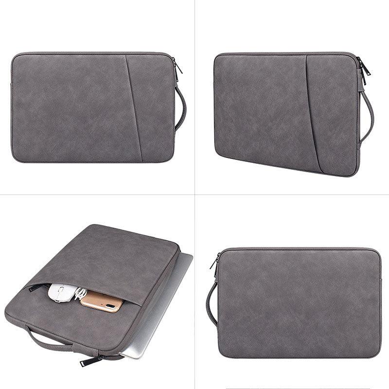 Sleek And Stylish Slant Zipper Designed Laptop Sleeve- Khaki - Obeezi.com