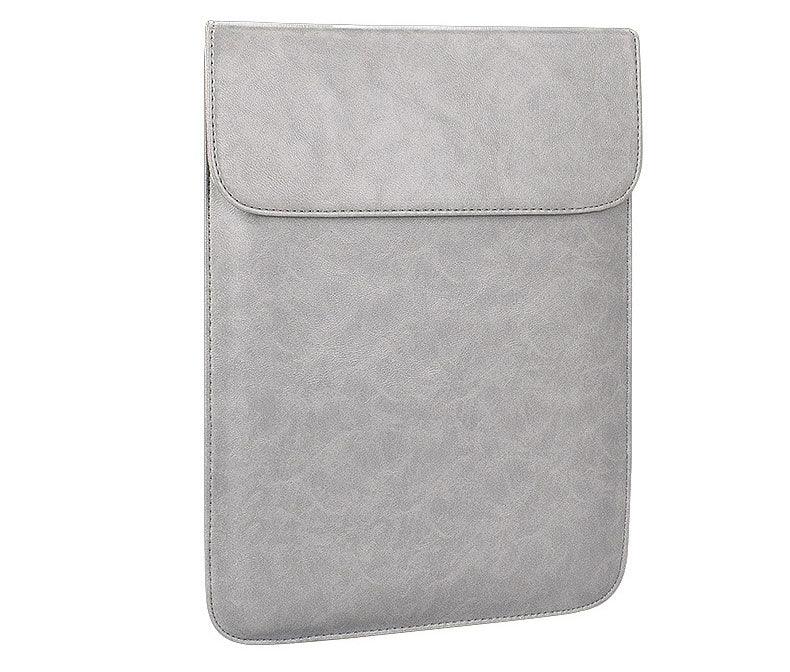 Sleek Men's Slim Leather Laptop Sleeve- Ash - Obeezi.com