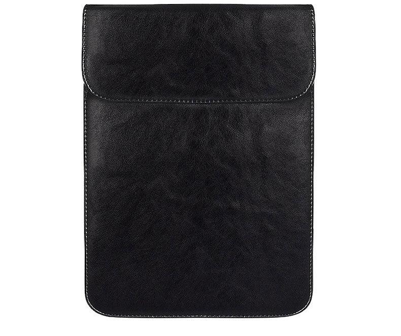 Sleek Men's Slim Leather Laptop Sleeve- Black - Obeezi.com
