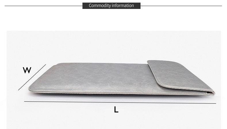 Sleek Men's Slim Leather Laptop Sleeve- Black - Obeezi.com