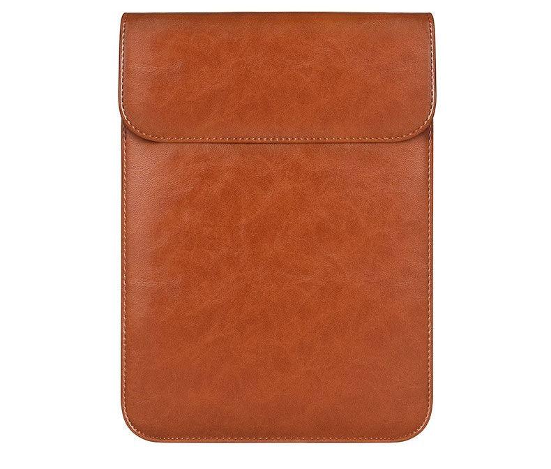 Sleek Men's Slim Leather Laptop Sleeve- Brown - Obeezi.com