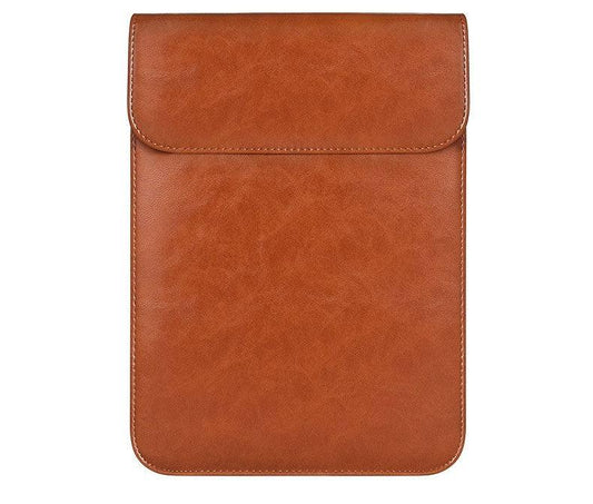 Sleek Men's Slim Leather Laptop Sleeve- Brown - Obeezi.com