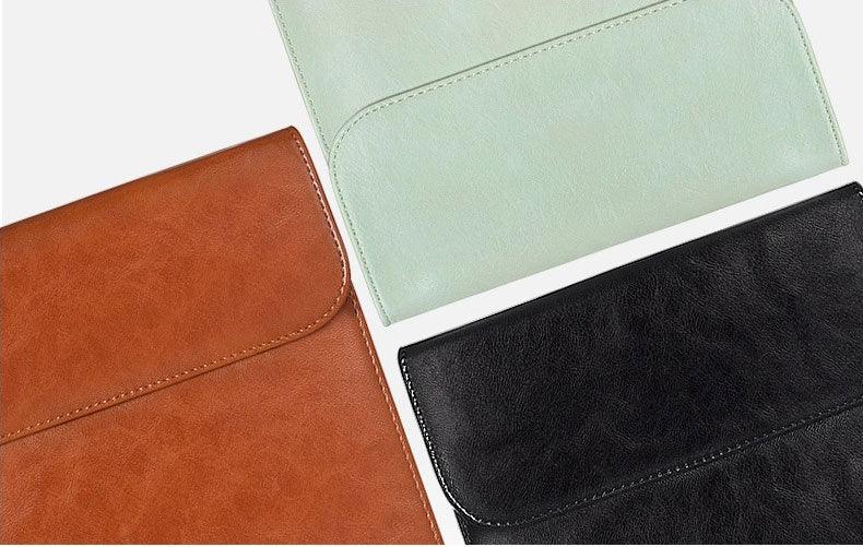 Sleek Men's Slim Leather Laptop Sleeve- Brown - Obeezi.com