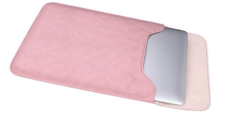 Sleek Men's Slim Leather Laptop Sleeve- Pink - Obeezi.com
