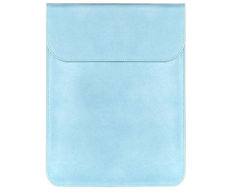 Sleek Men's Slim Leather Laptop Sleeve- Sky Blue - Obeezi.com