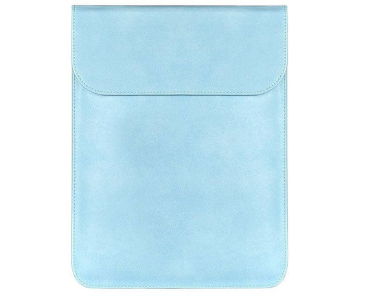 Sleek Men's Slim Leather Laptop Sleeve- Sky Blue - Obeezi.com