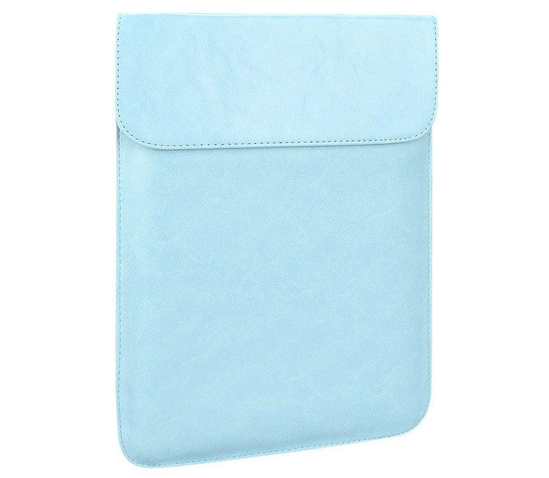 Sleek Men's Slim Leather Laptop Sleeve- Sky Blue - Obeezi.com