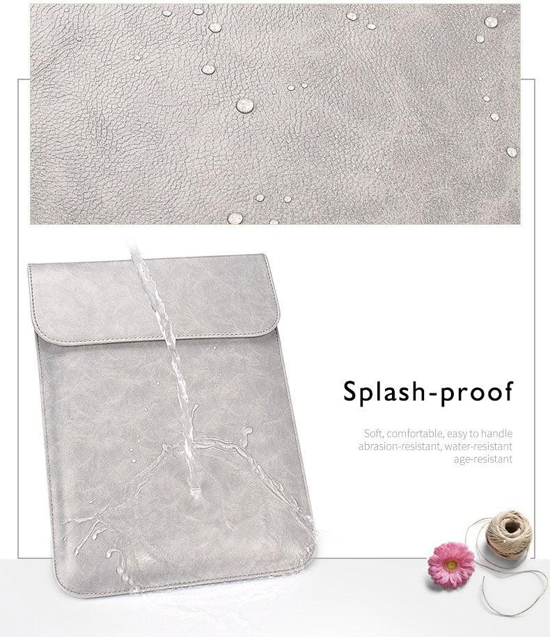 Sleek Men's Slim Leather Laptop Sleeve- Sky Blue - Obeezi.com