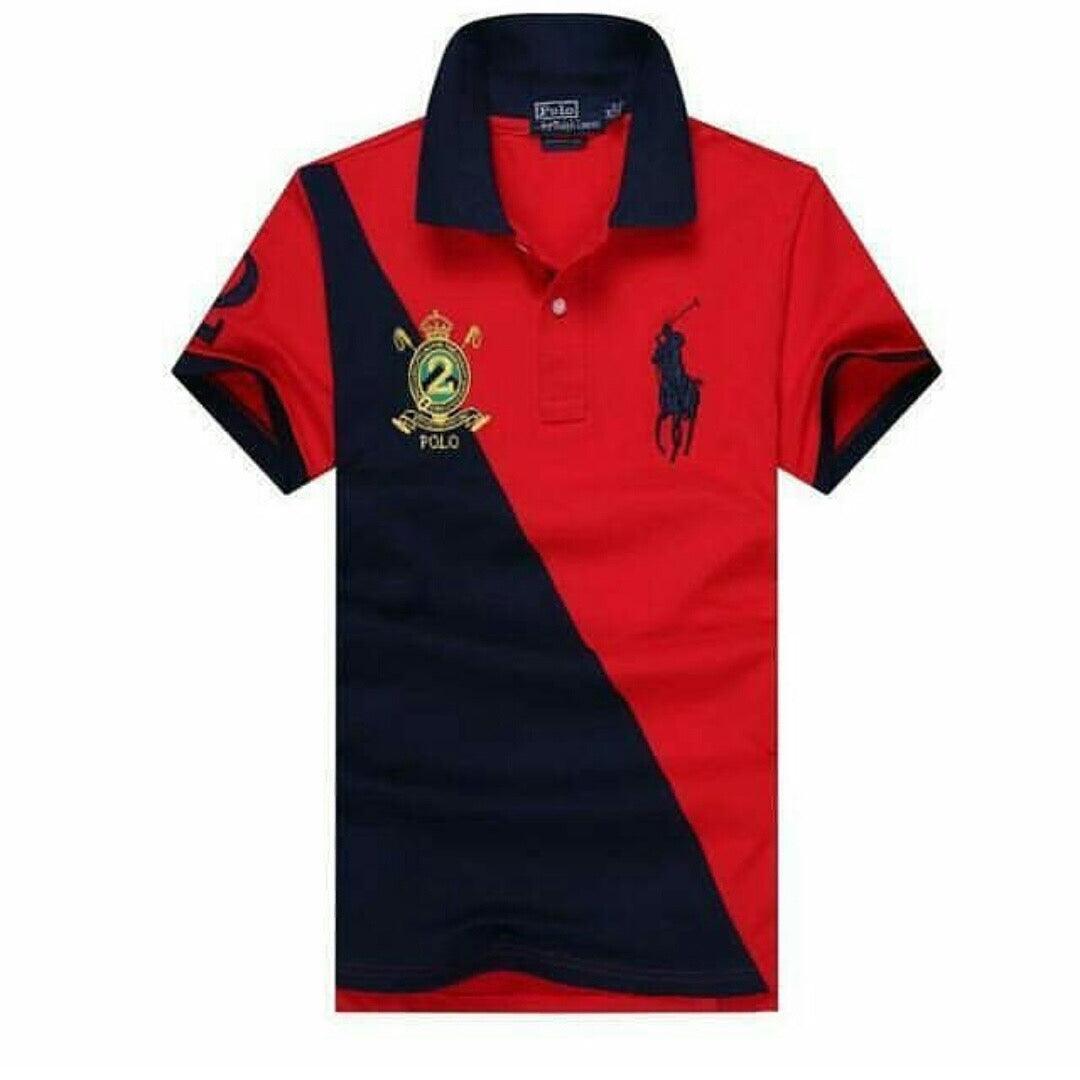SLIM-FIT BIG PONY POLO SHIRT-Red/Black - Obeezi