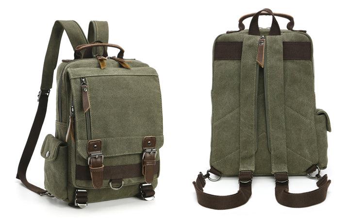 Sling Crossbody Double Strap Zip Canvas Shoulder Bags-Green - Obeezi.com