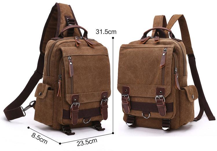 Sling Crossbody Double Strap Zip Canvas Shoulder Bags-Green - Obeezi.com