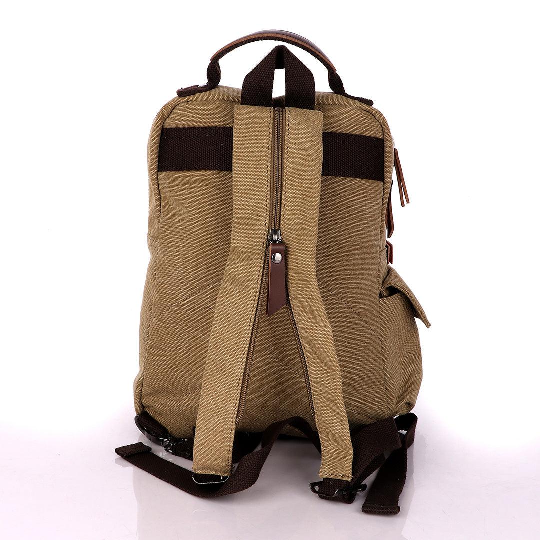 Sling Crossbody Double Strap Zip Canvas Shoulder Bags-Khaki - Obeezi.com