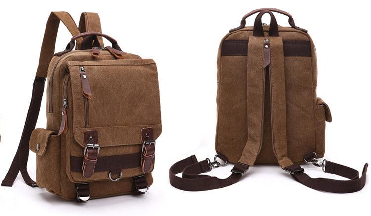 Sling Crossbody Double Strap Zip Canvas Shoulder Bags-Wine - Obeezi.com